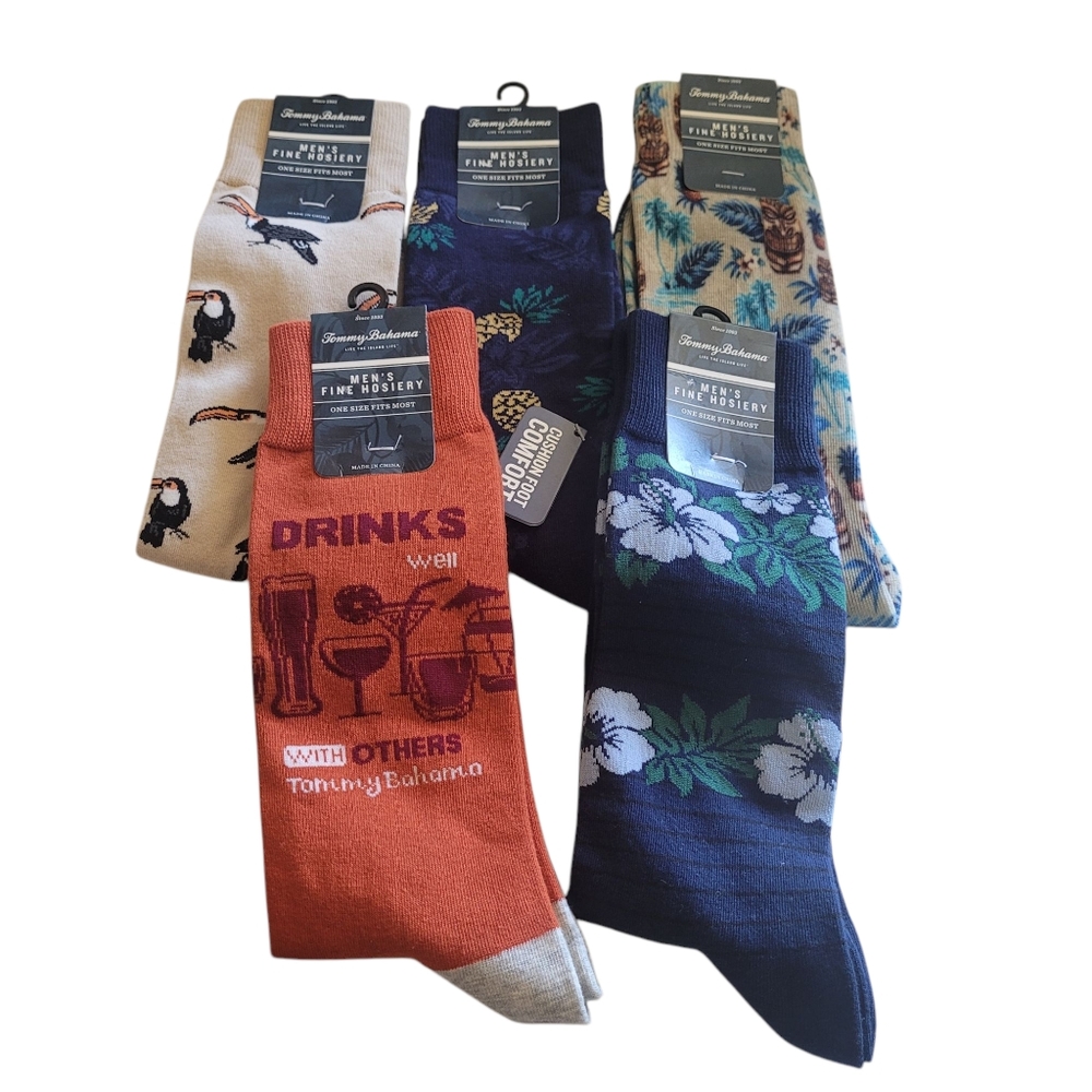 Tommy Bahama Men's Assorted Socks Lot 5 Pairs - Multicolor